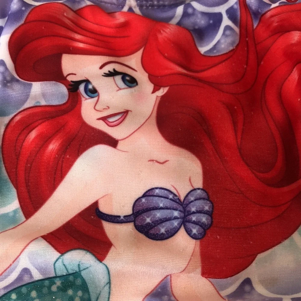 Disney Princess Ariel Mermaid Purple Teal Swimsuit Little Girls XS